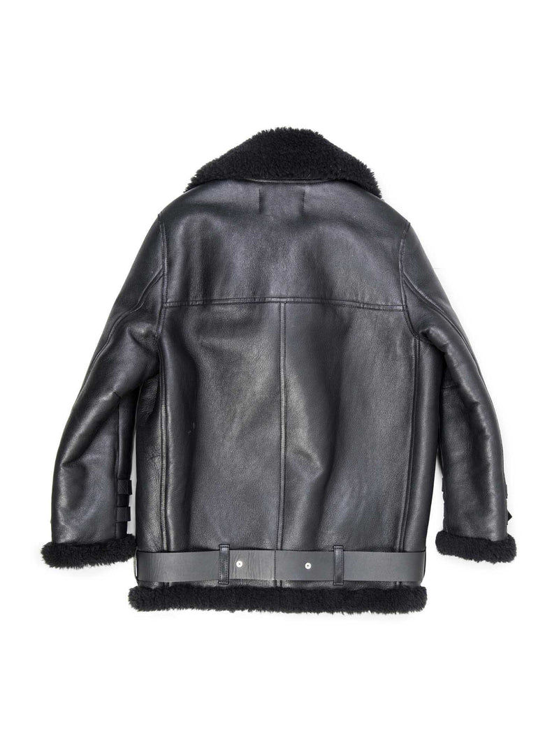 Acne Studios Leather Shearling Velocite Oversized Jacket Black