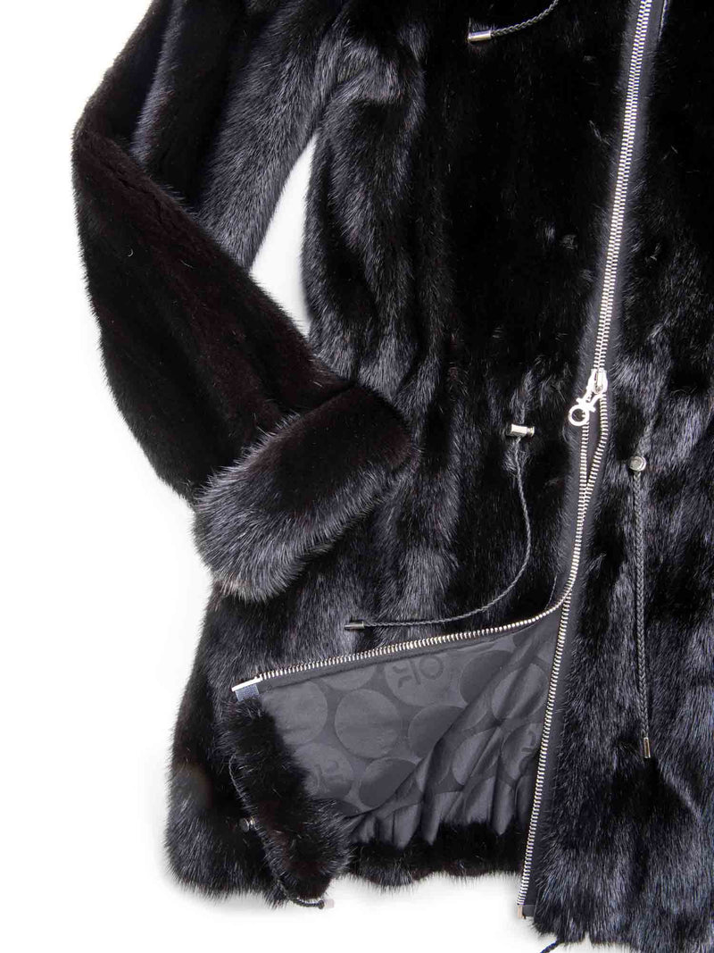 Byte By Teso Genuine Mink Fur Coat Black