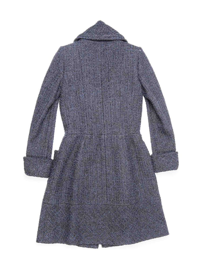 Chanel Métiers d'Art CC Logo Fitted A-Line Lesage Tweed Coat Black