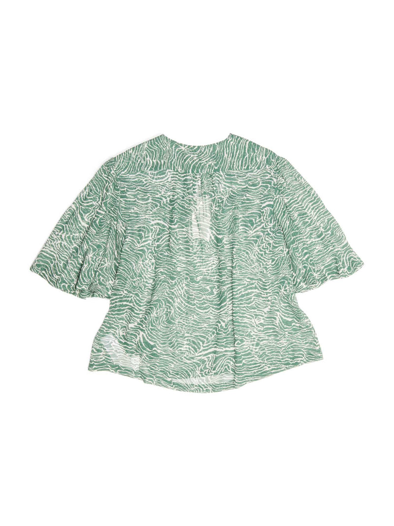 Joie Silk Striped Flared Pleated Blouse Green White