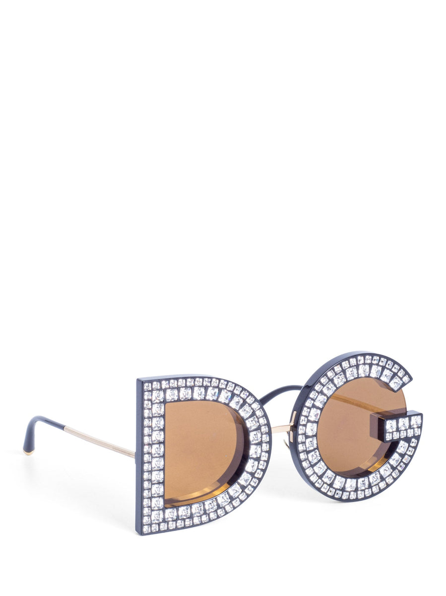 Dolce & Gabbana Black Glitter Frame Sunglasses (Small) DG Glitter sunglasses in Black for Women | Dolce&Gabbana® US main image 3