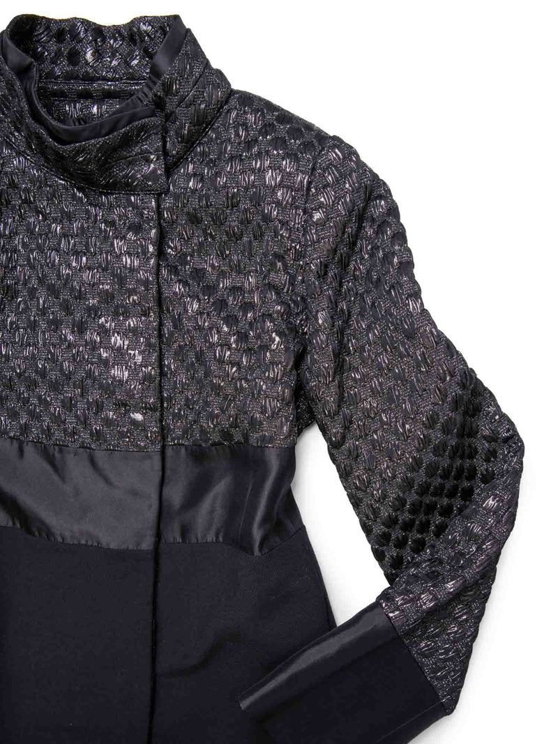 Dolce & Gabbana Lurex Quilted Tweed Coat Black-designer resale