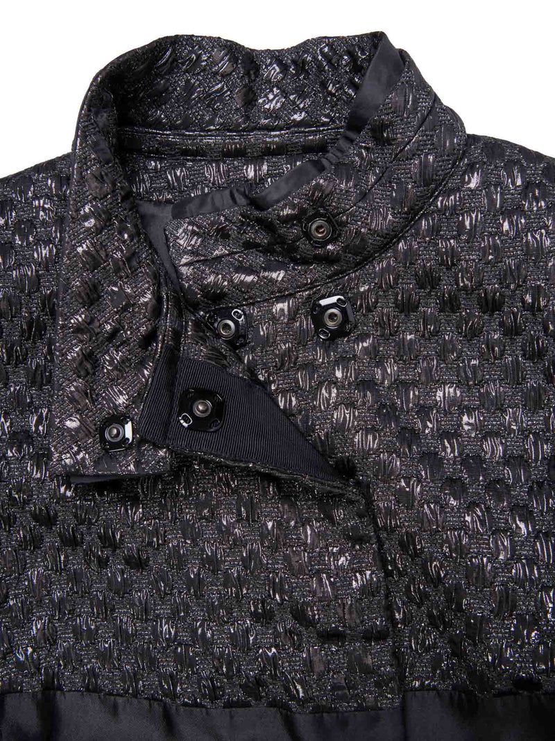 Dolce & Gabbana Lurex Quilted Tweed Coat Black-designer resale