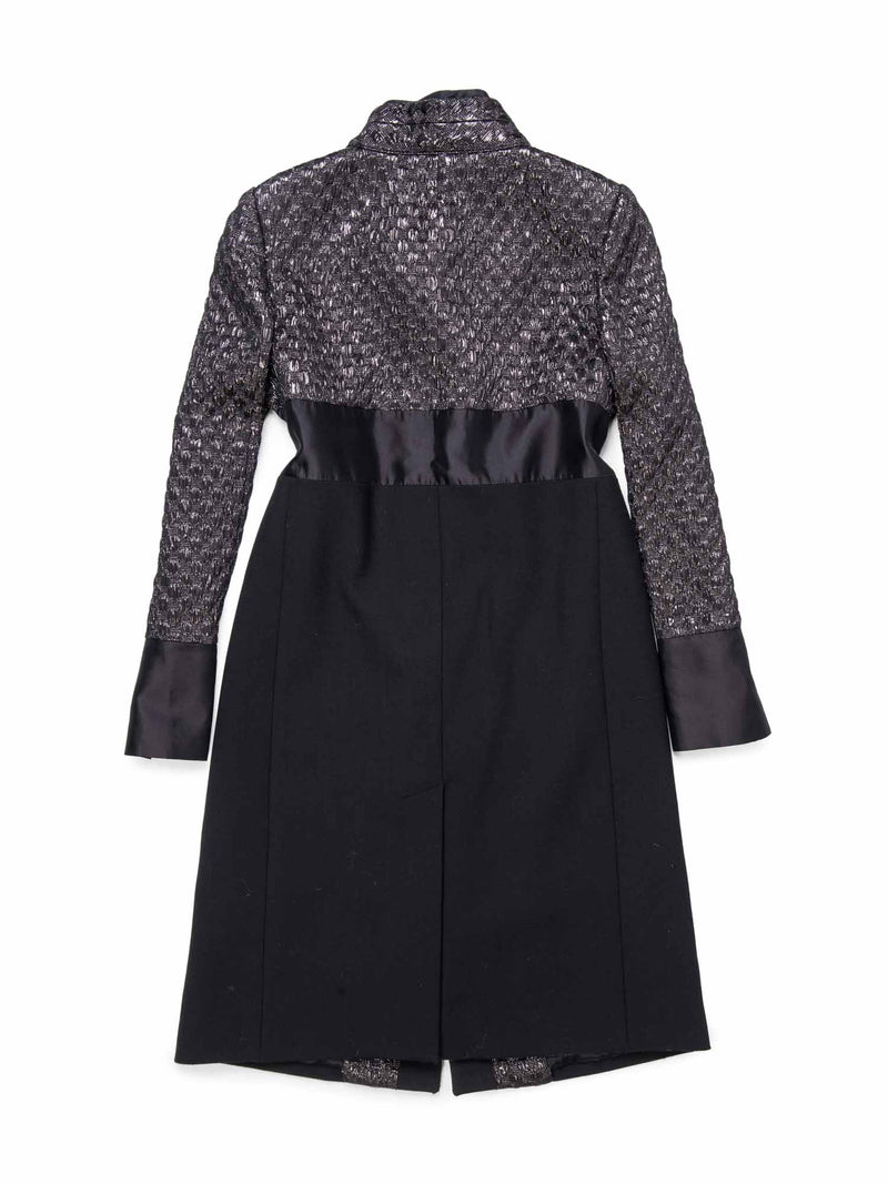 Dolce & Gabbana Lurex Quilted Tweed Coat Black-designer resale