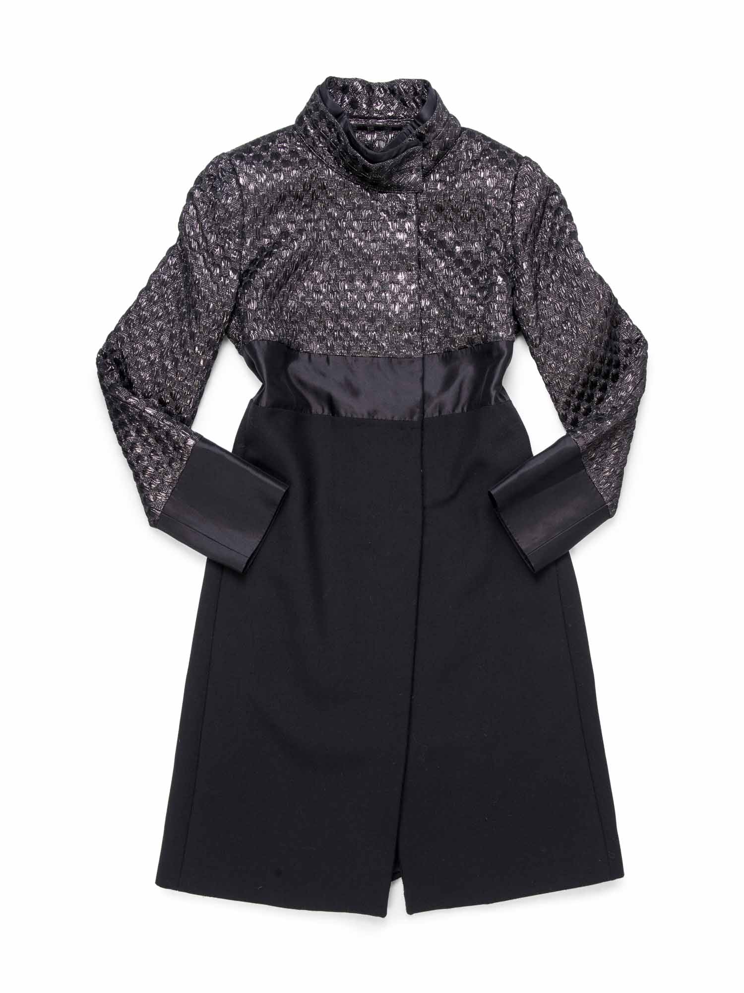 Dolce & Gabbana Lurex Quilted Tweed Coat Black-designer resale
