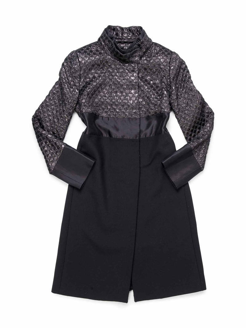 Dolce & Gabbana Lurex Quilted Tweed Coat Black-designer resale