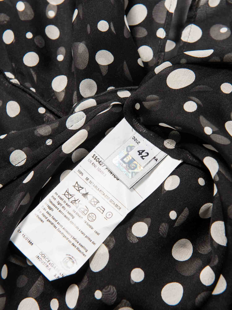 Dolce & Gabbana SIlk Polka Dot Blouse Black White-designer resale