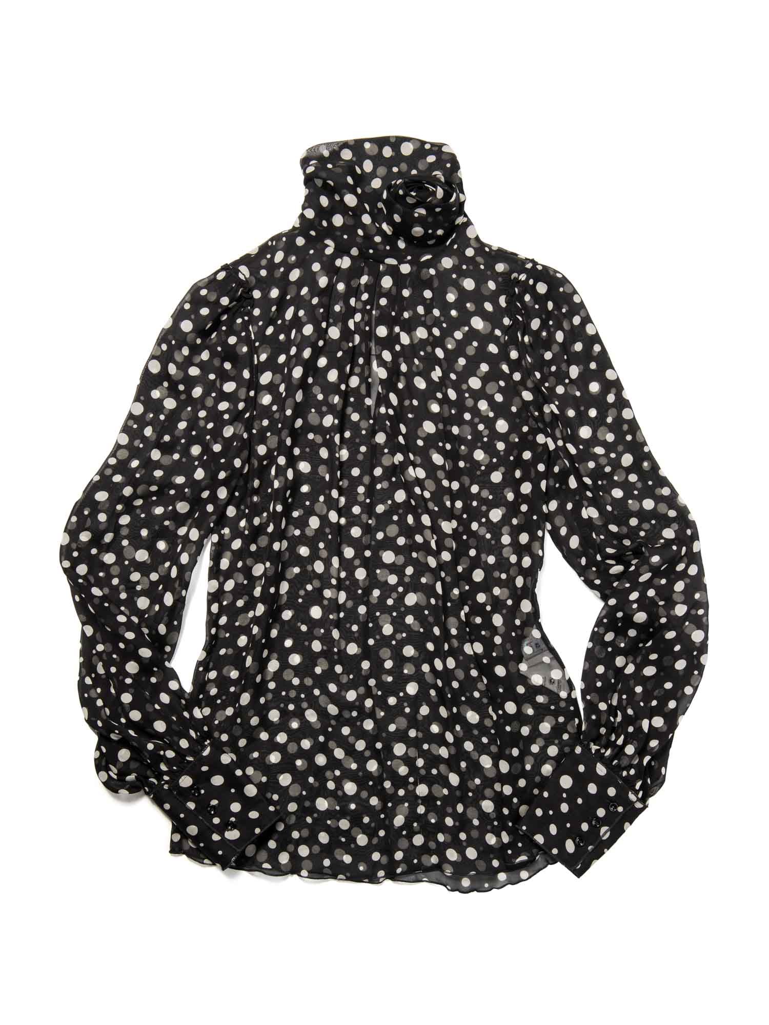 Dolce & Gabbana SIlk Polka Dot Blouse Black White-designer resale