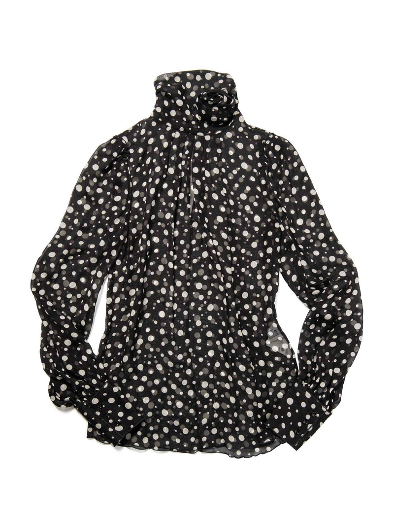Dolce & Gabbana SIlk Polka Dot Blouse Black White-designer resale