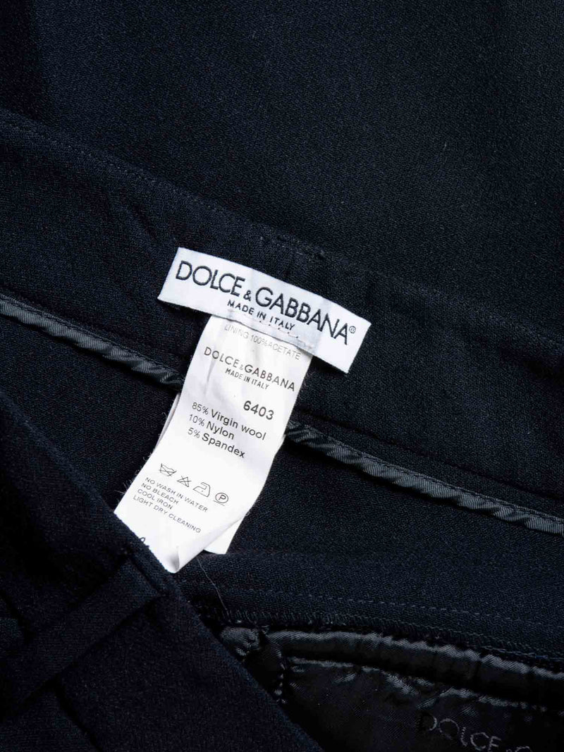 Dolce and Gabbana Wool Cuffed Pants Black-designer resale