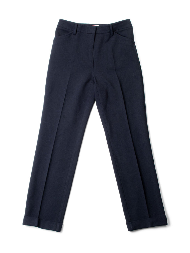 Dolce and Gabbana Wool Cuffed Pants Black-designer resale