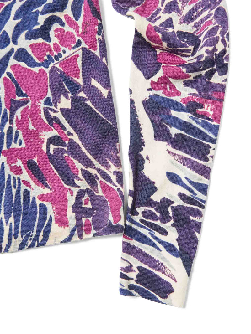 Emilio Pucci Cashmere Abstract Signed Long Sleeve Sweater Purple-designer resale