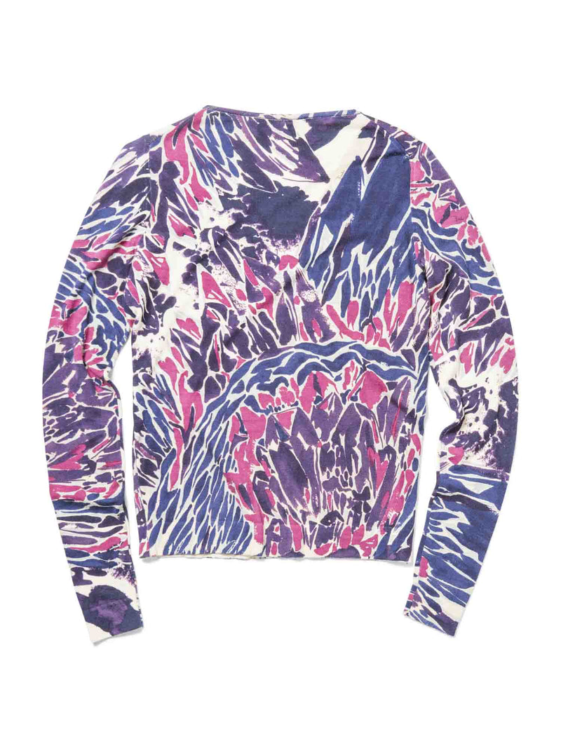 Emilio Pucci Cashmere Abstract Signed Long Sleeve Sweater Purple-designer resale
