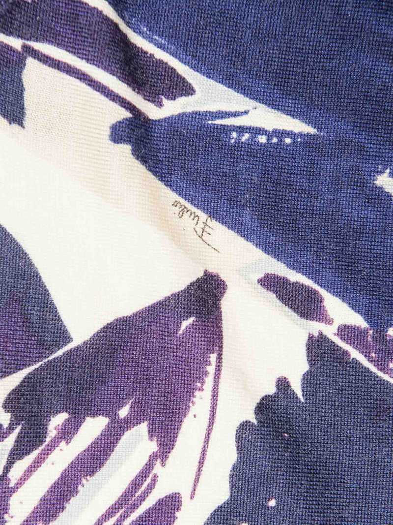 Emilio Pucci Cashmere Abstract Signed Long Sleeve Sweater Purple-designer resale