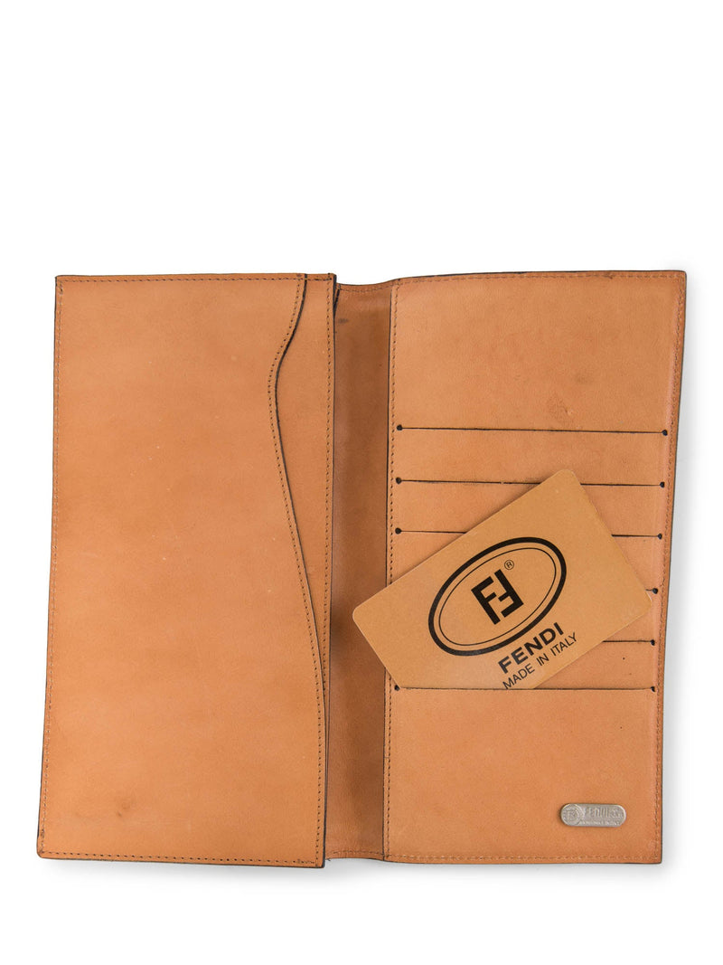 Fendi Canvas Leather Flap Wallet Beige Brown-designer resale