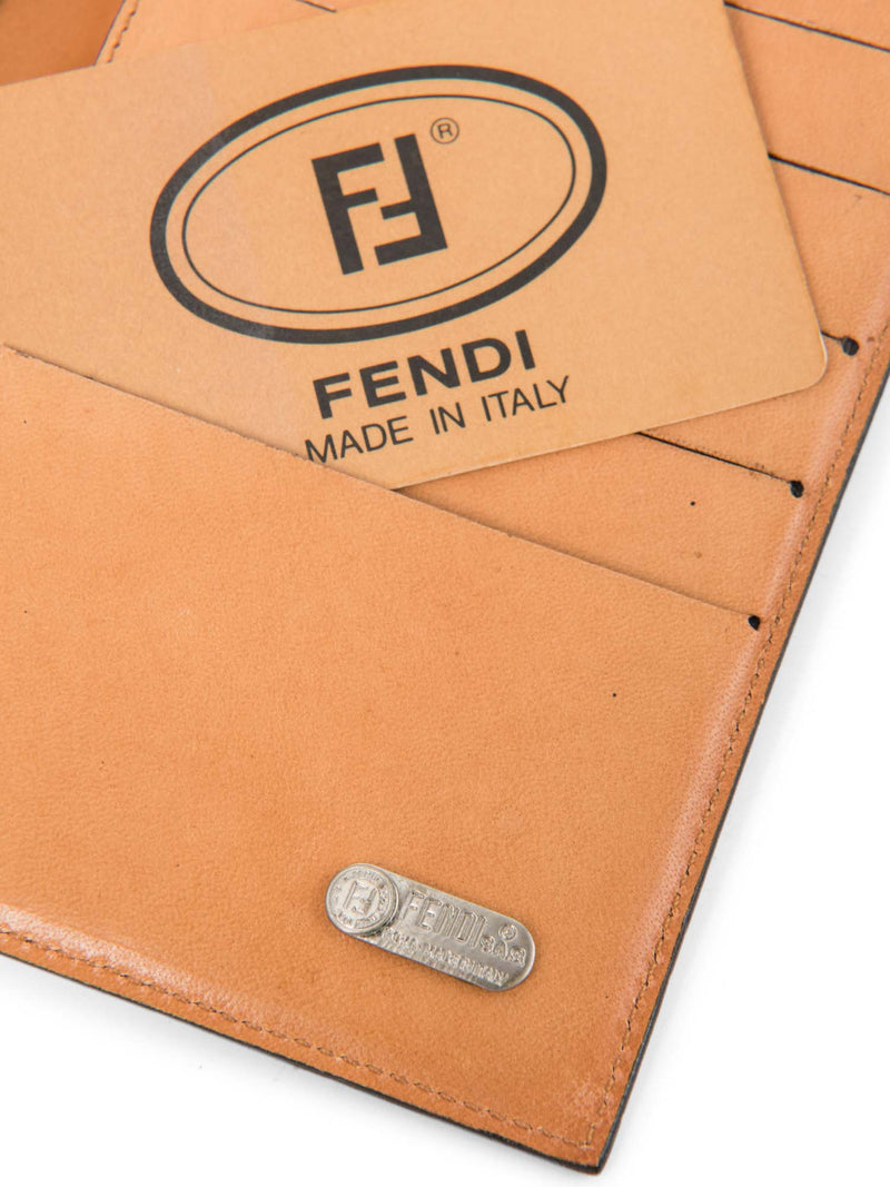 Fendi Canvas Leather Flap Wallet Beige Brown-designer resale