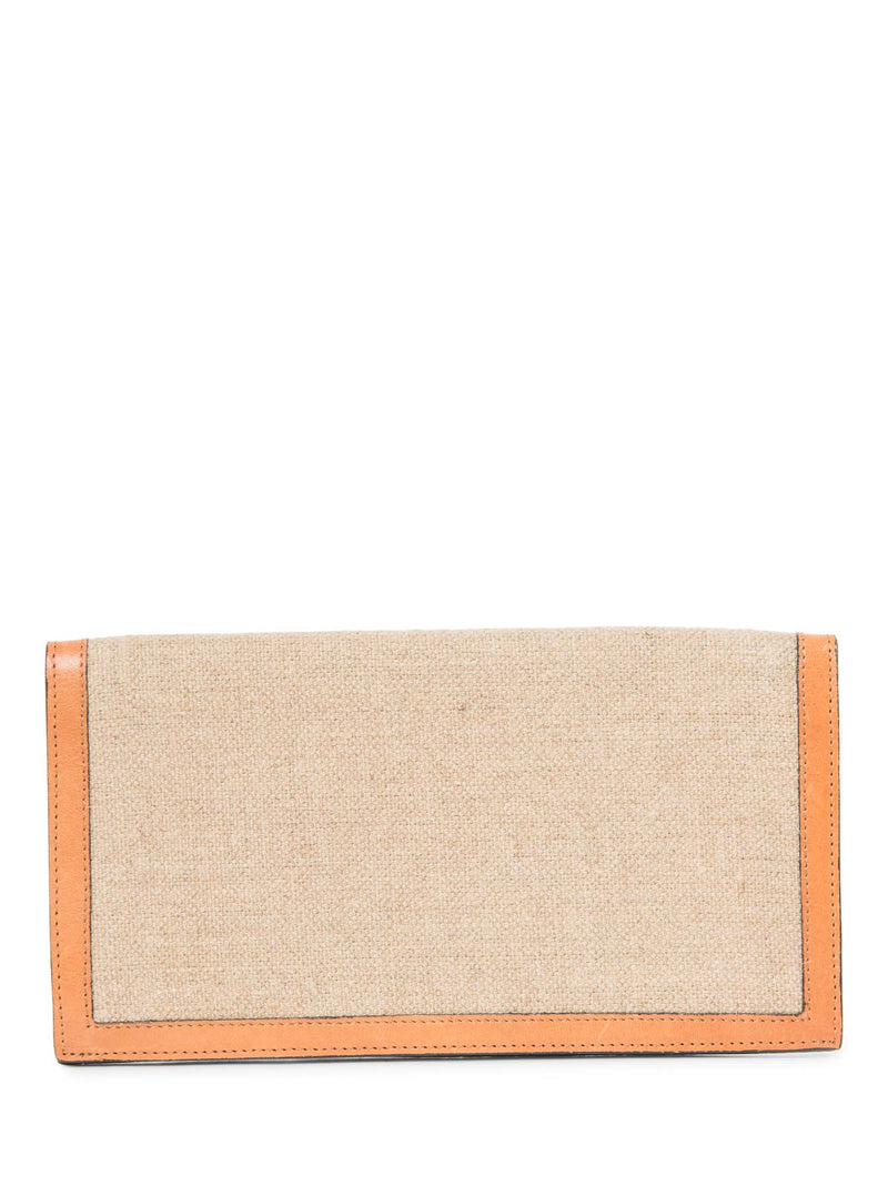 Fendi Canvas Leather Flap Wallet Beige Brown-designer resale