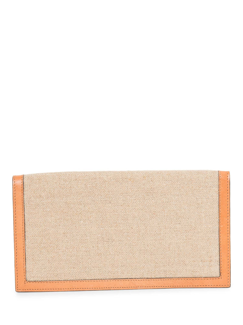 Fendi Canvas Leather Flap Wallet Beige Brown-designer resale