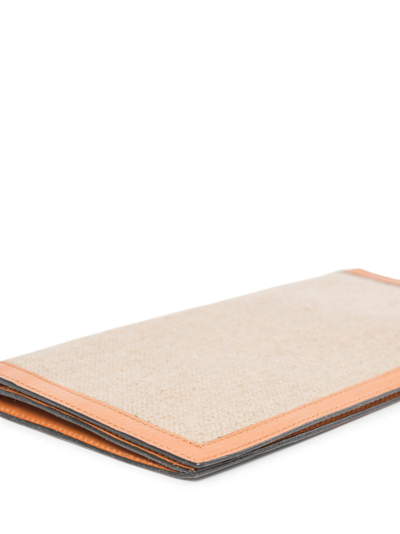 Fendi Canvas Leather Flap Wallet Beige Brown-designer resale