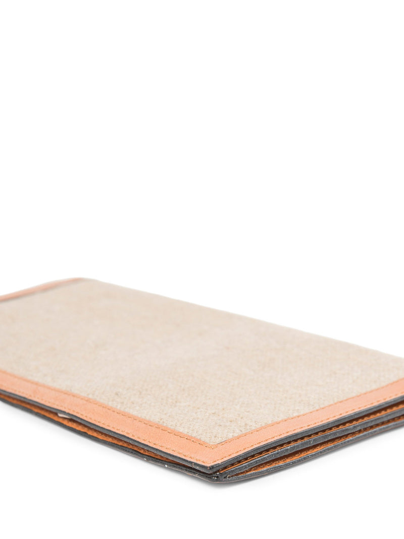 Fendi Canvas Leather Flap Wallet Beige Brown-designer resale