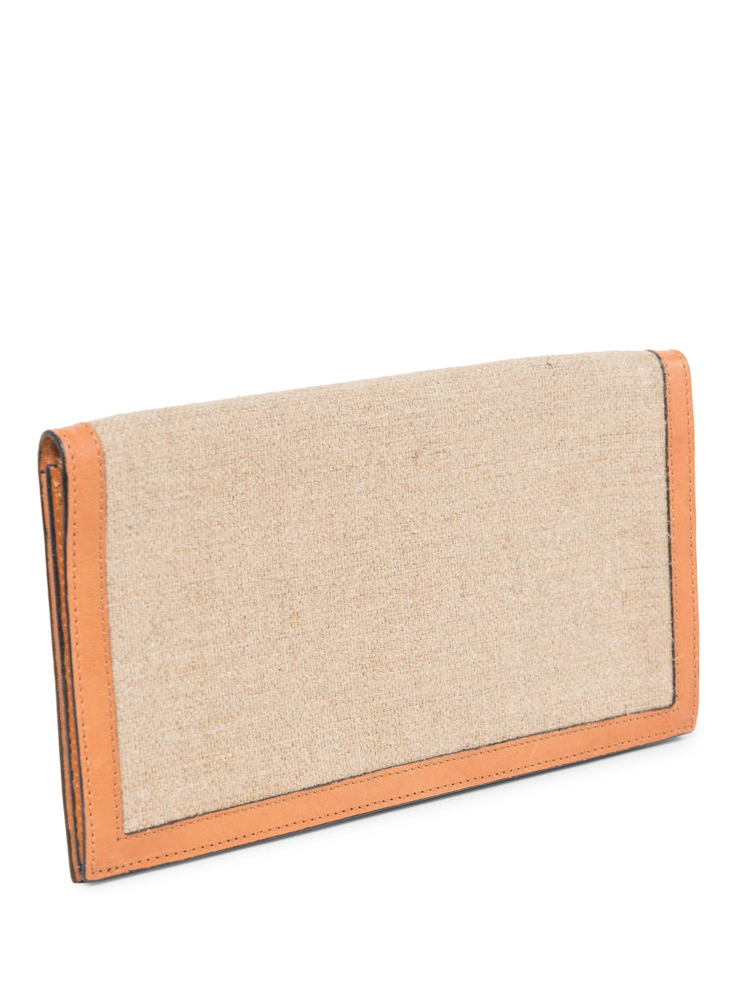 Fendi Canvas Leather Flap Wallet Beige Brown-designer resale