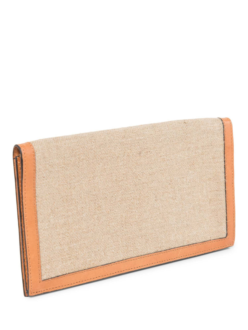 Fendi Canvas Leather Flap Wallet Beige Brown-designer resale