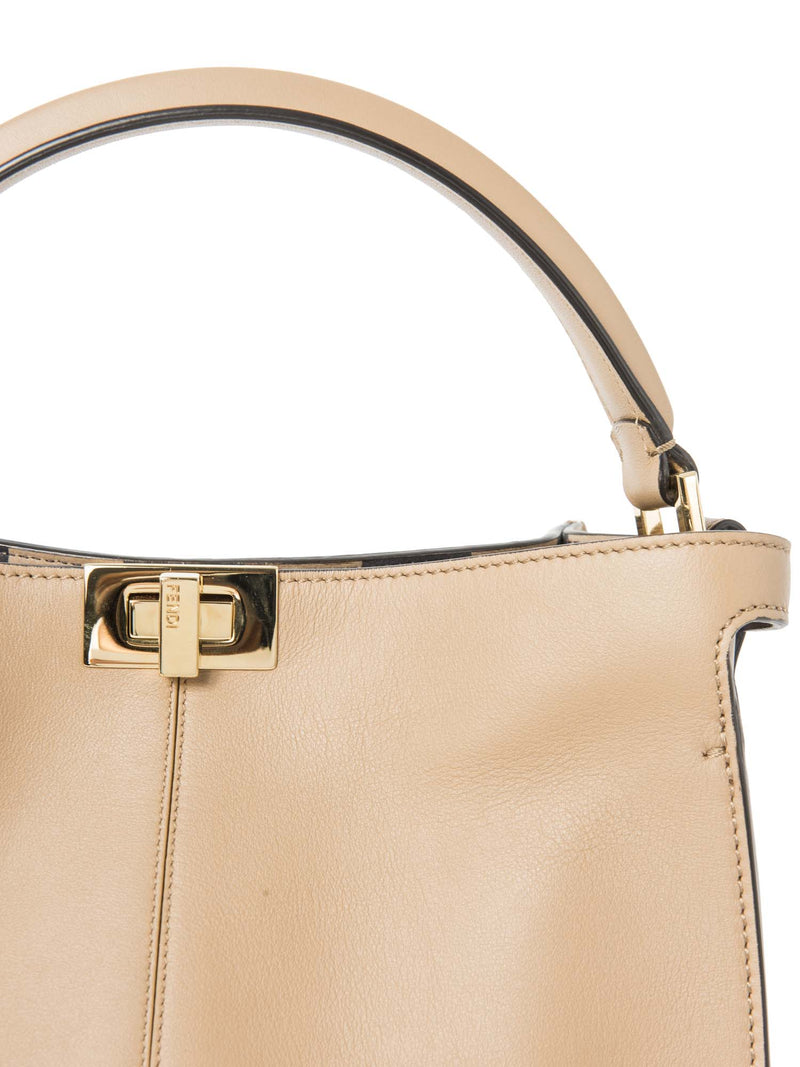 Fendi Leather Peekaboo Top Handle Bag Beige-designer resale