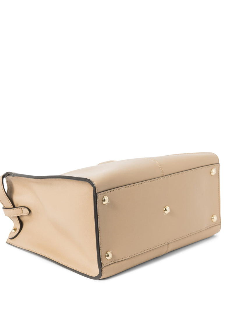 Fendi Leather Peekaboo Top Handle Bag Beige-designer resale