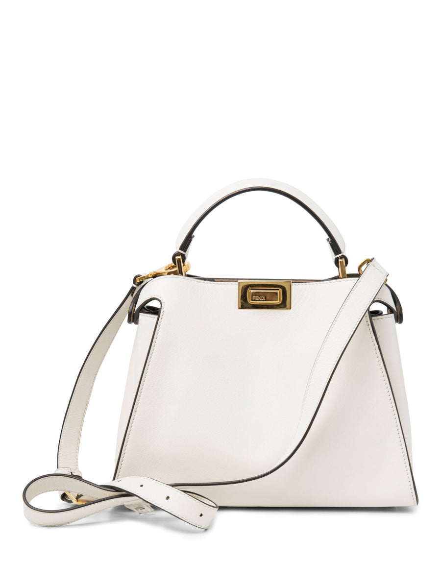 OUTLET【FENDI】WHITE☆Peekaboo Handle Nano ショルダーバッグ OUTLET【FENDI】WHITE☆Peekaboo Handle Nano ショルダーバッグ