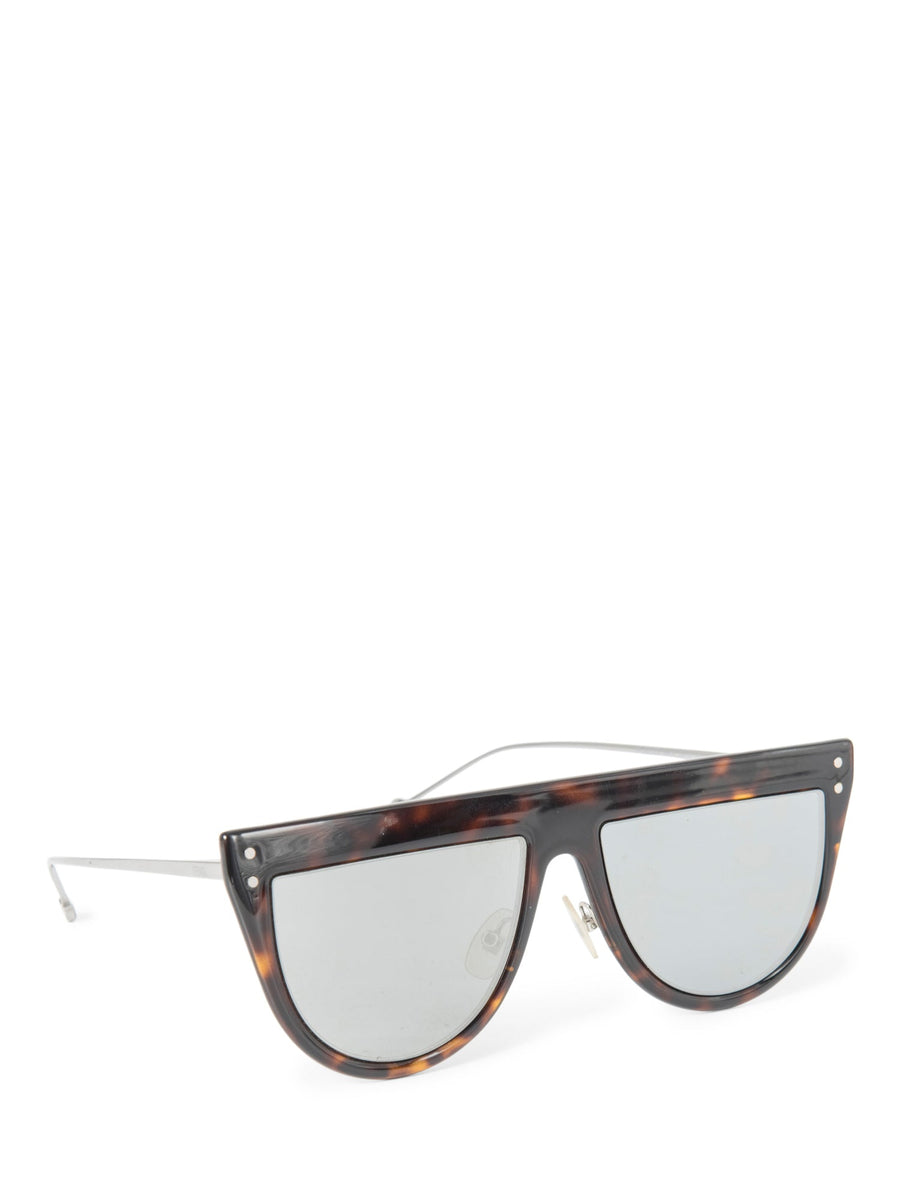 Fendi Logo Tortoise Shell Flat Top Sunglasses Black Brown display picture 2