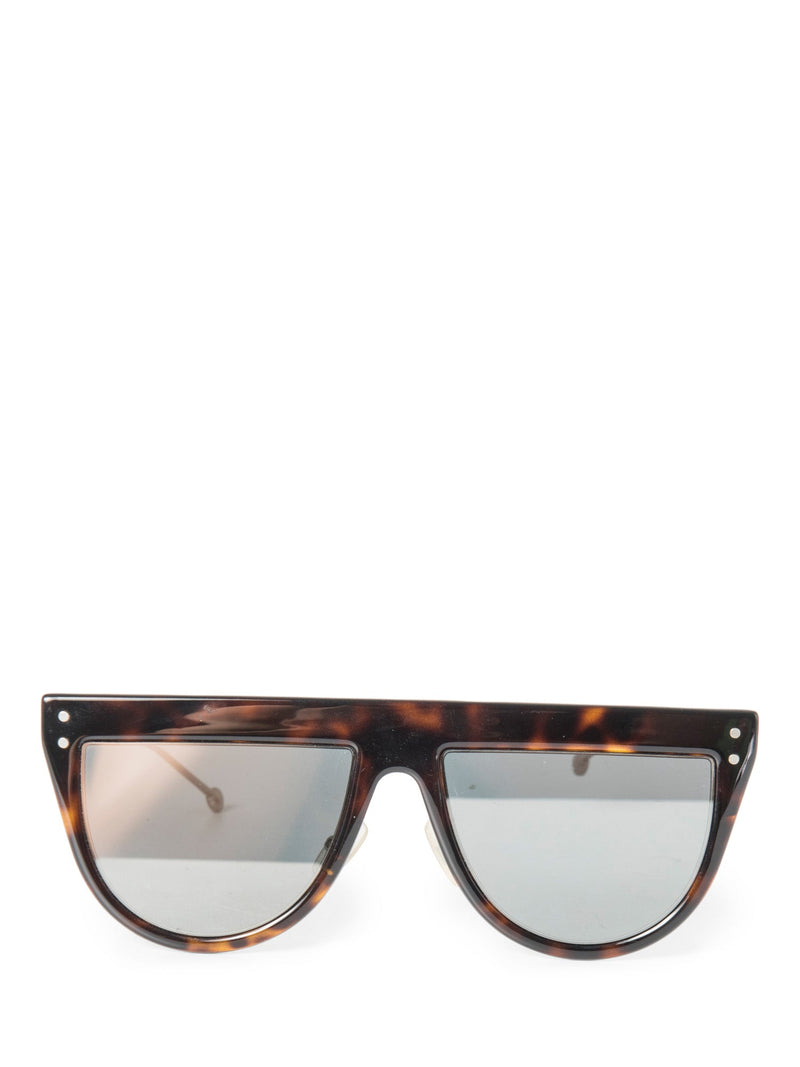 Fendi Logo Tortoise Shell Flat Top Sunglasses Black Brown-designer resale