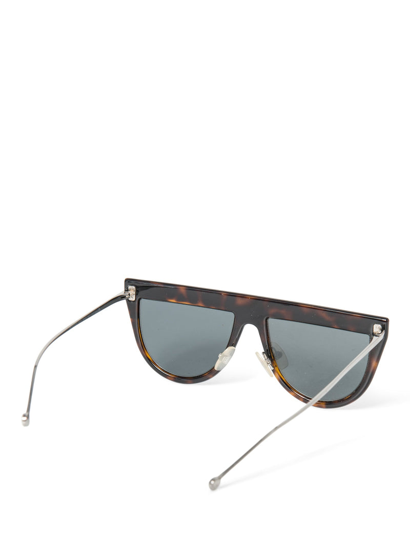 Fendi Logo Tortoise Shell Flat Top Sunglasses Black Brown-designer resale