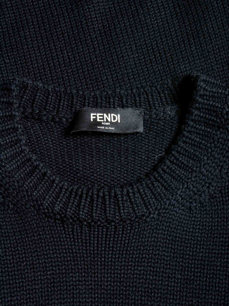 Fendi Logo Wool Knit Oversized Sweater Black White-designer resale