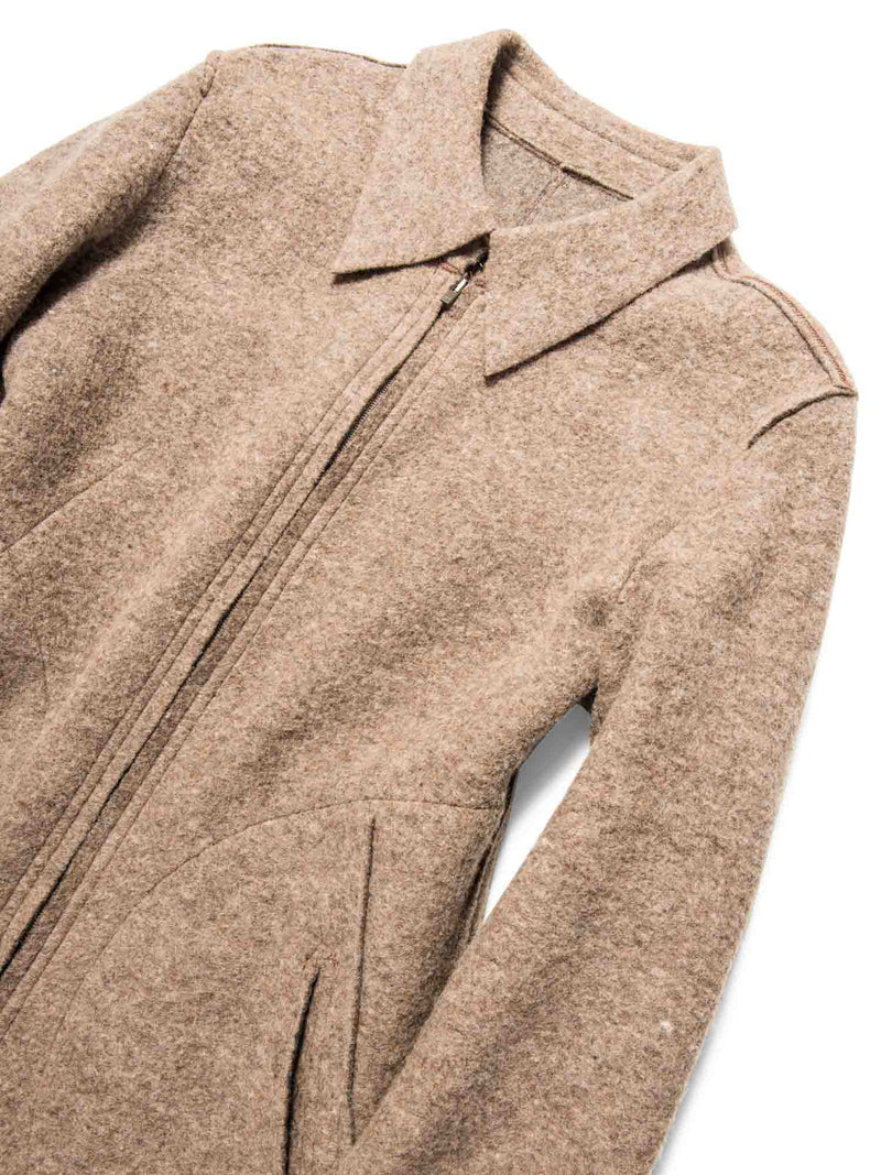 Fendi Logo Wool Stripe Logo Sweater Coat Taupe-designer resale