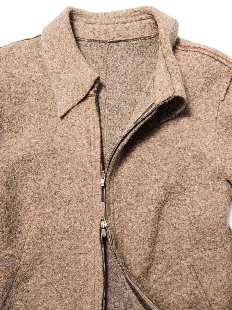 Fendi Logo Wool Stripe Logo Sweater Coat Taupe-designer resale