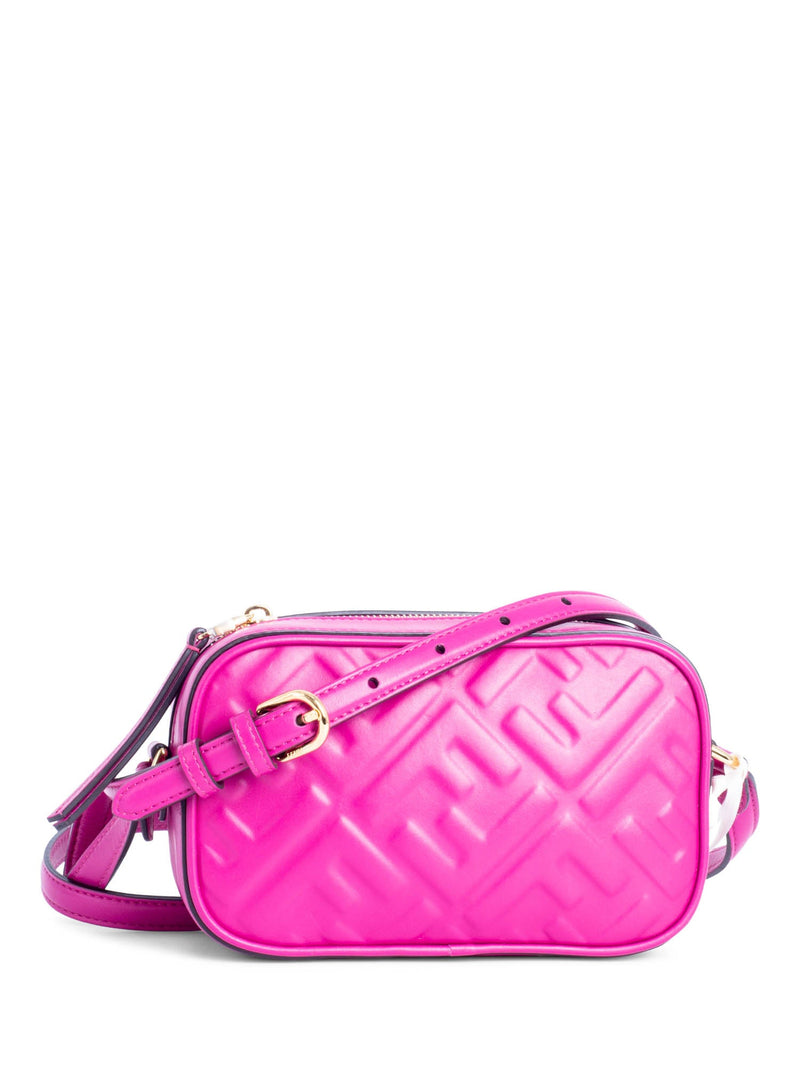Fendi Logo Zucca Leather Messenger Bag Fuchsia Pink-designer resale