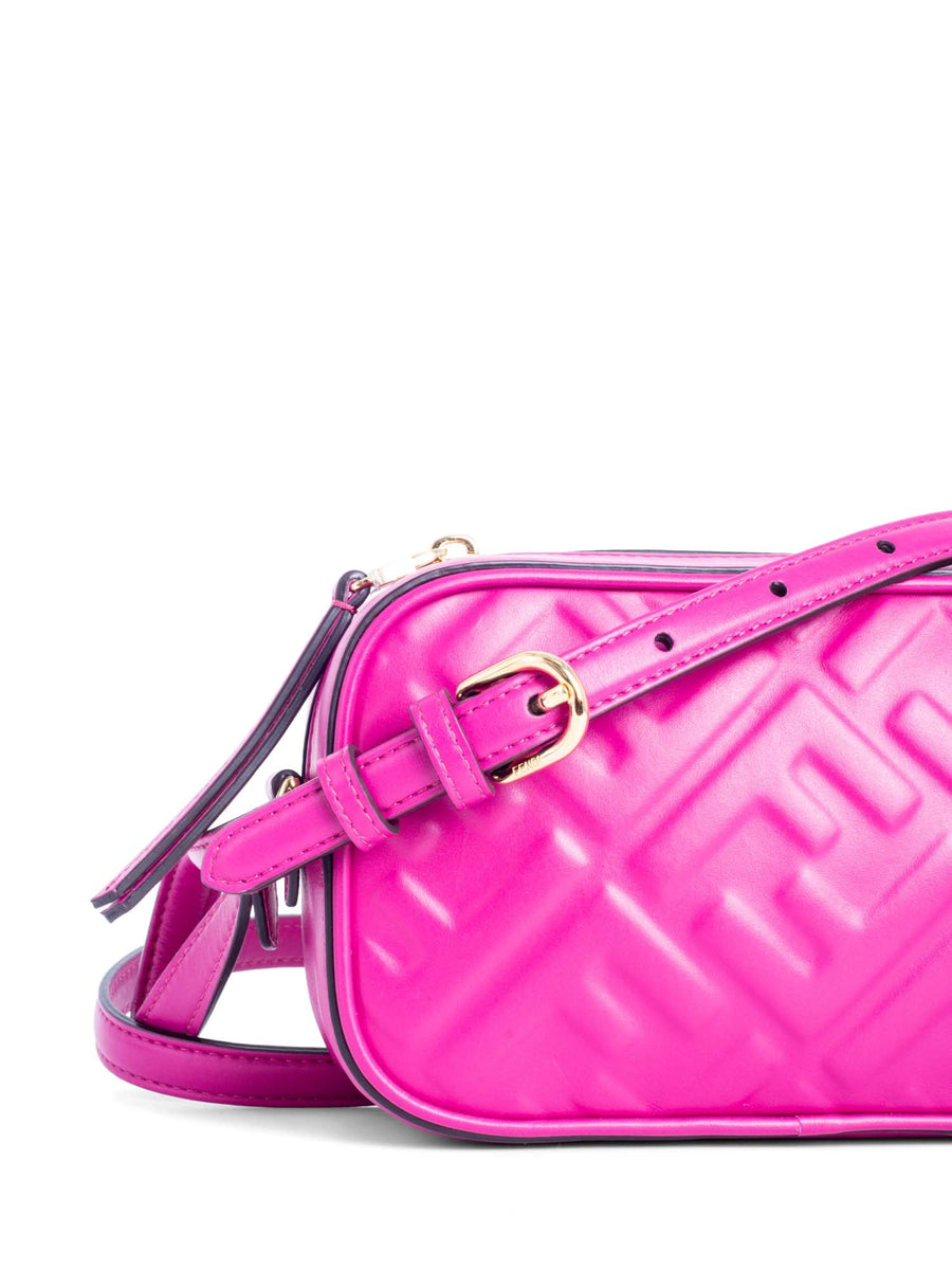 Fendi Logo Zucca Leather Messenger Bag Fuchsia Pink