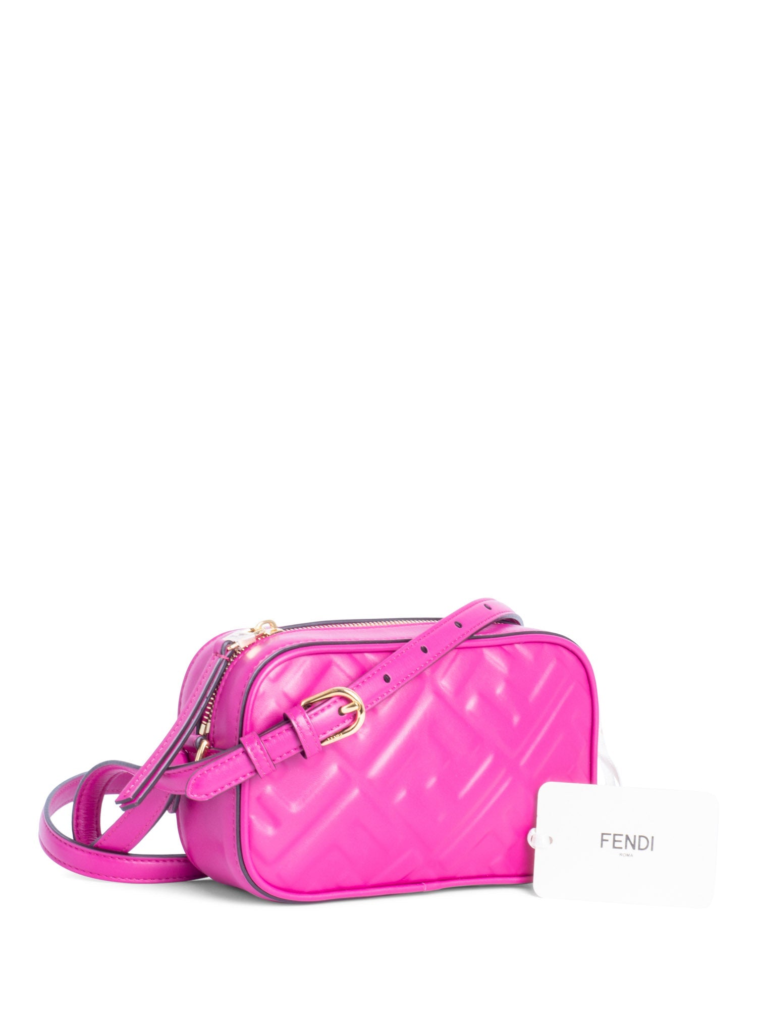 Fendi Logo Zucca Leather Messenger Bag Fuchsia Pink-designer resale