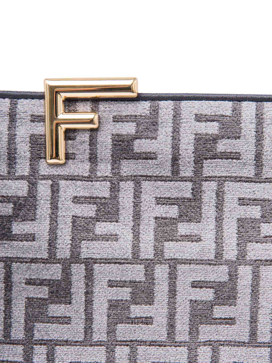 Fendi Unisex Zucca Zippered Large Clutch Grey Gold - Main Image