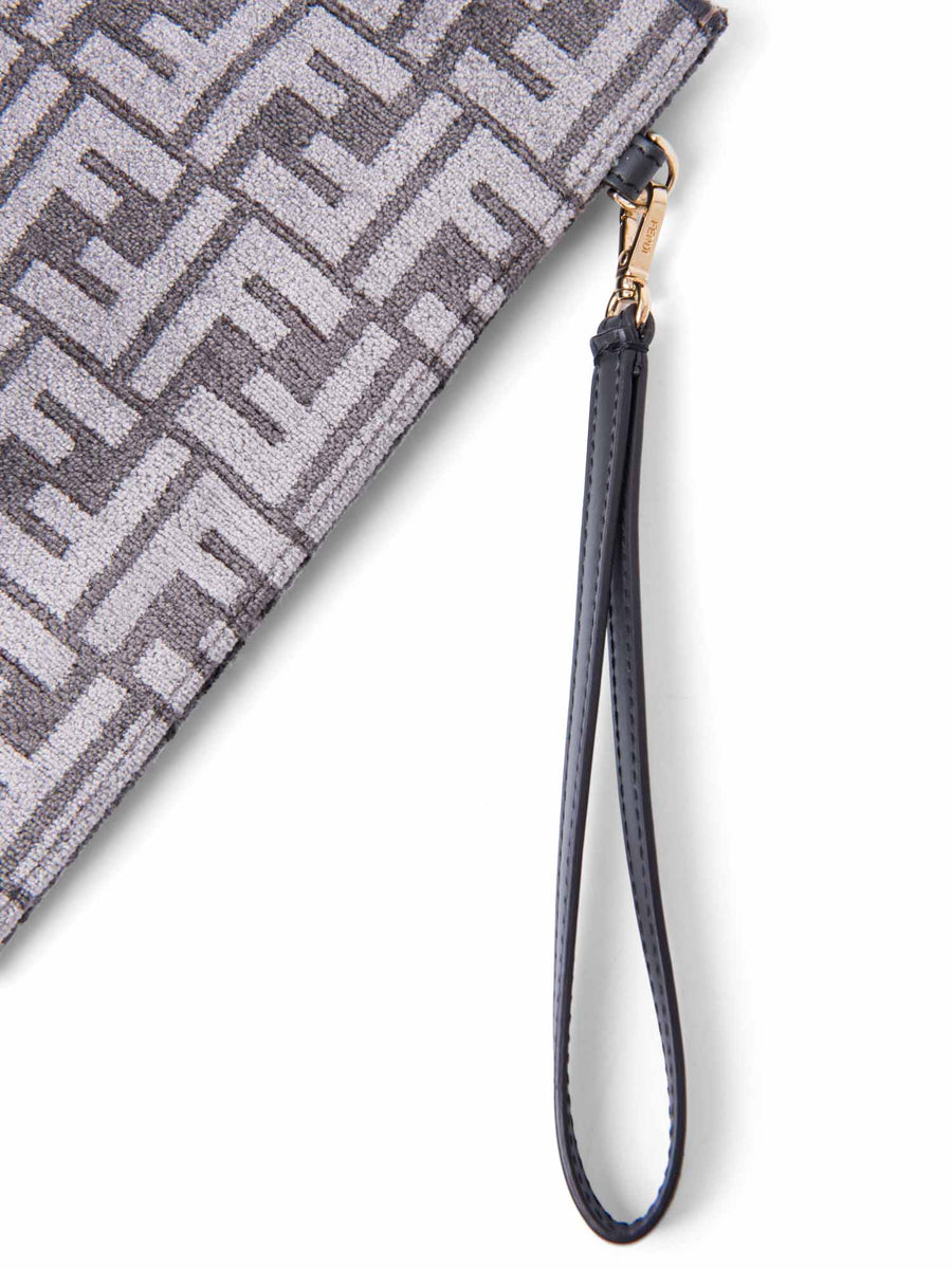 Fendi Unisex Zucca Zippered Large Clutch Grey Gold Fendi Unisex Zucca Zippered Large Clutch Grey Gold