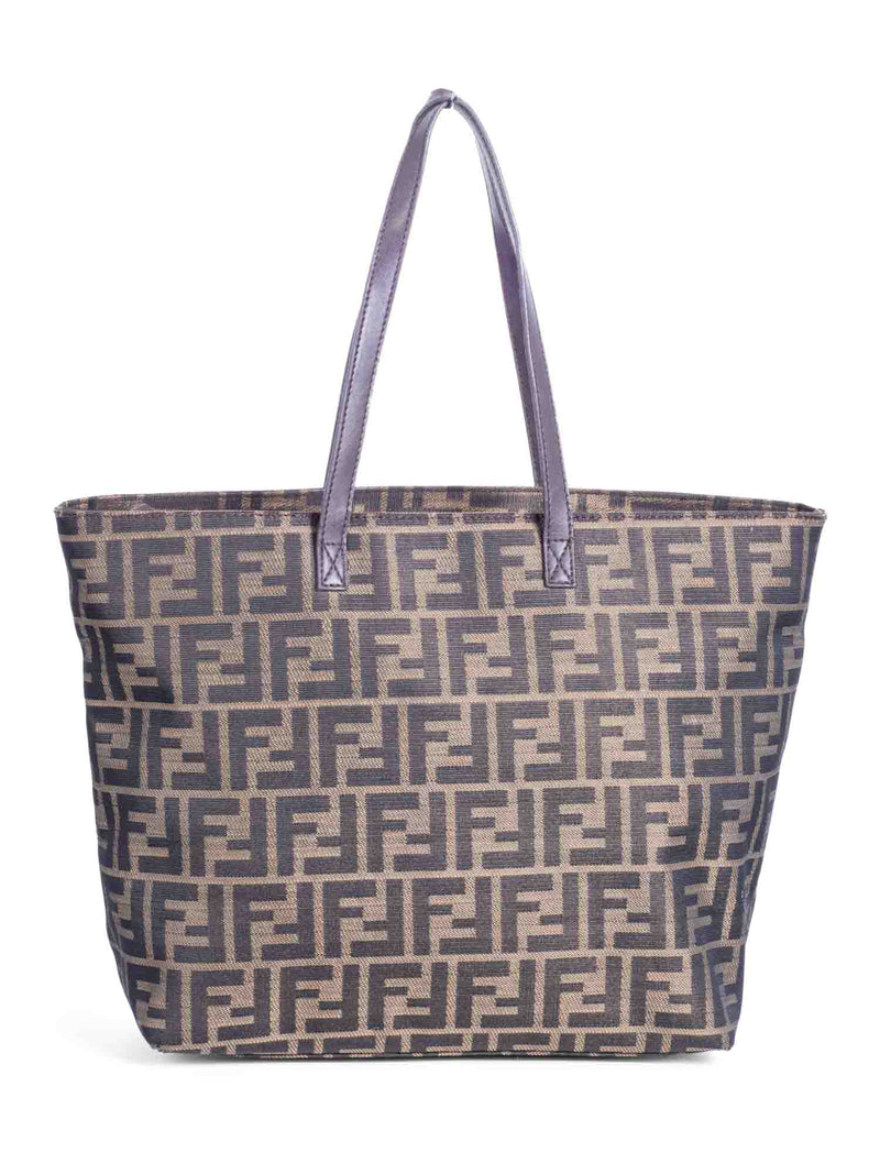 Fendi Vintage FF Logo Zucca Canvas Tote Bag Brown-designer resale