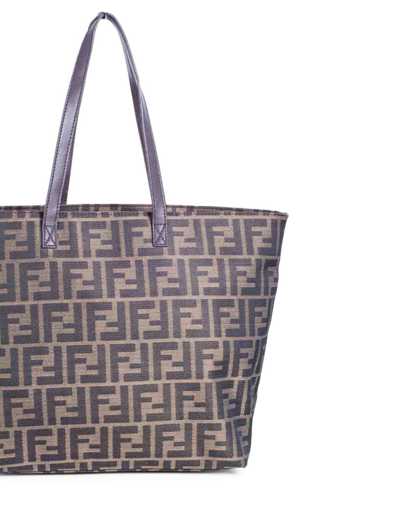 Fendi Vintage FF Logo Zucca Canvas Tote Bag Brown-designer resale