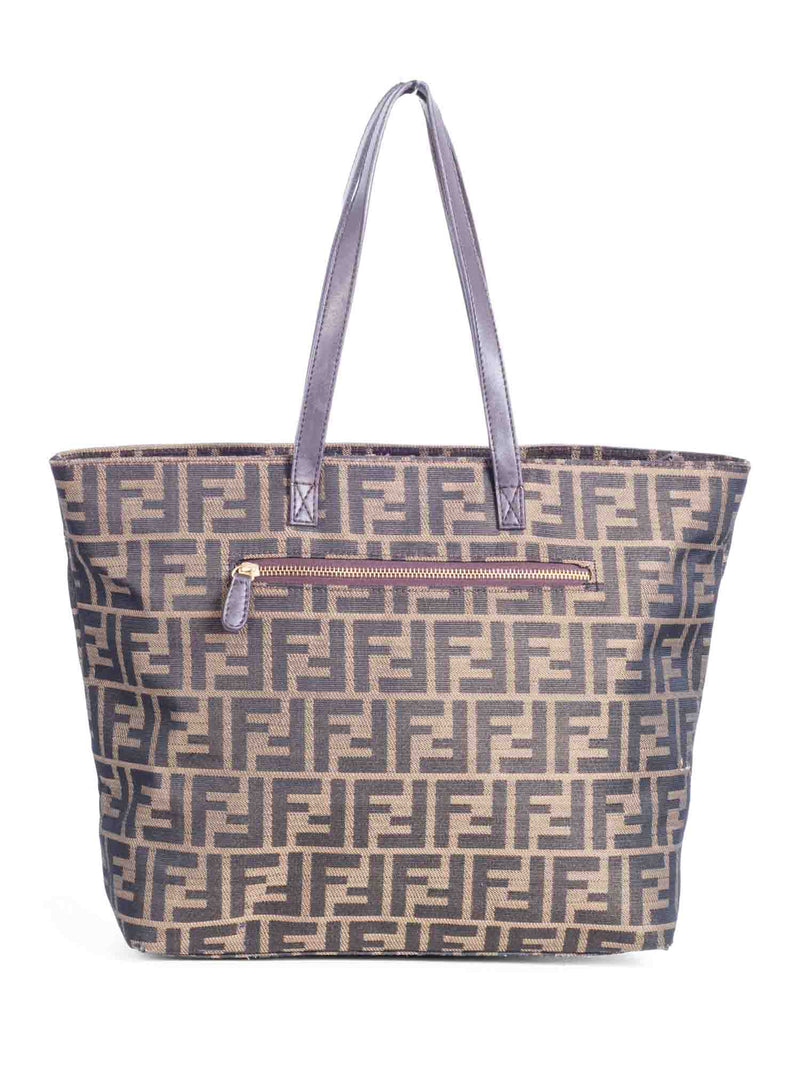 Fendi Vintage FF Logo Zucca Canvas Tote Bag Brown-designer resale