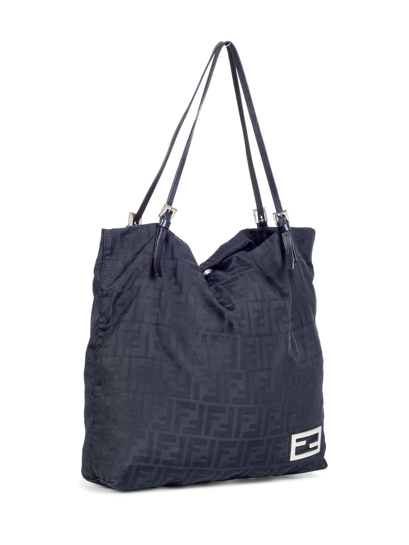 Fendi Zucca Canvas Top Handle Shopper Bag Black-designer resale