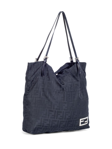 Fendi Zucca Canvas Top Handle Shopper Bag Black-designer resale