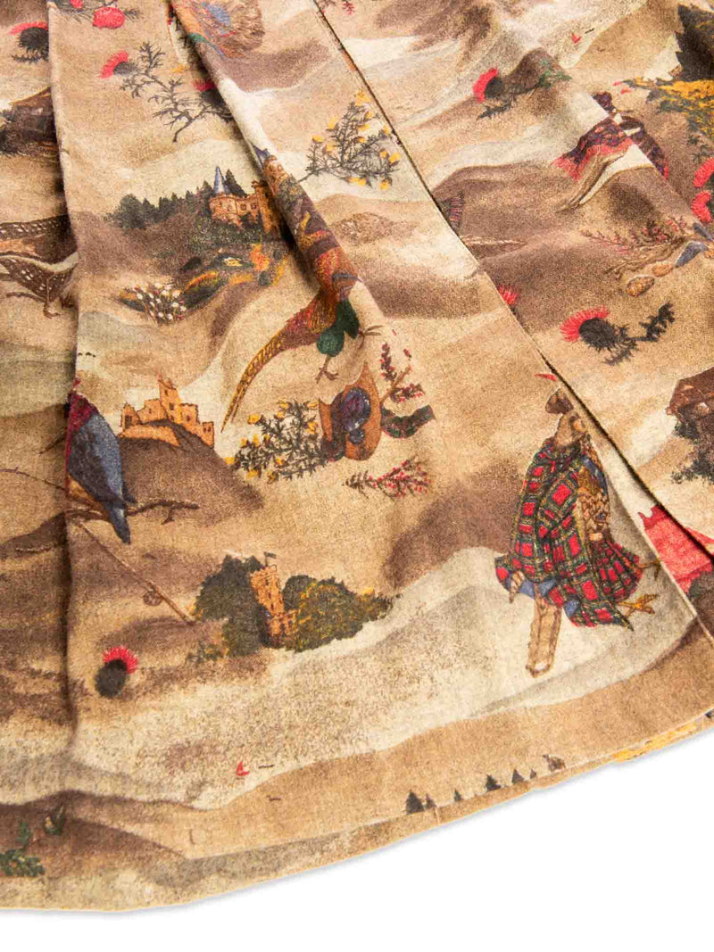 Geiger Vintage Wool Pleated Thanksgiving Skirt Brown Multicolor-designer resale