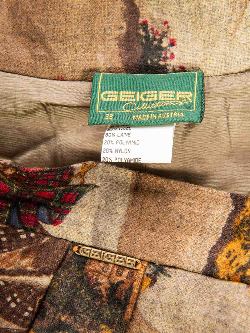 Geiger Vintage Wool Pleated Thanksgiving Skirt Brown Multicolor-designer resale