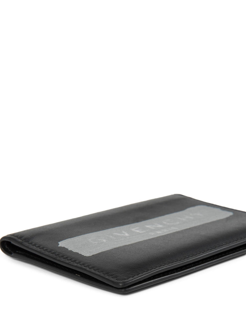 Givenchy Leather Paint Logo Unisex Wallet Black Silver-designer resale
