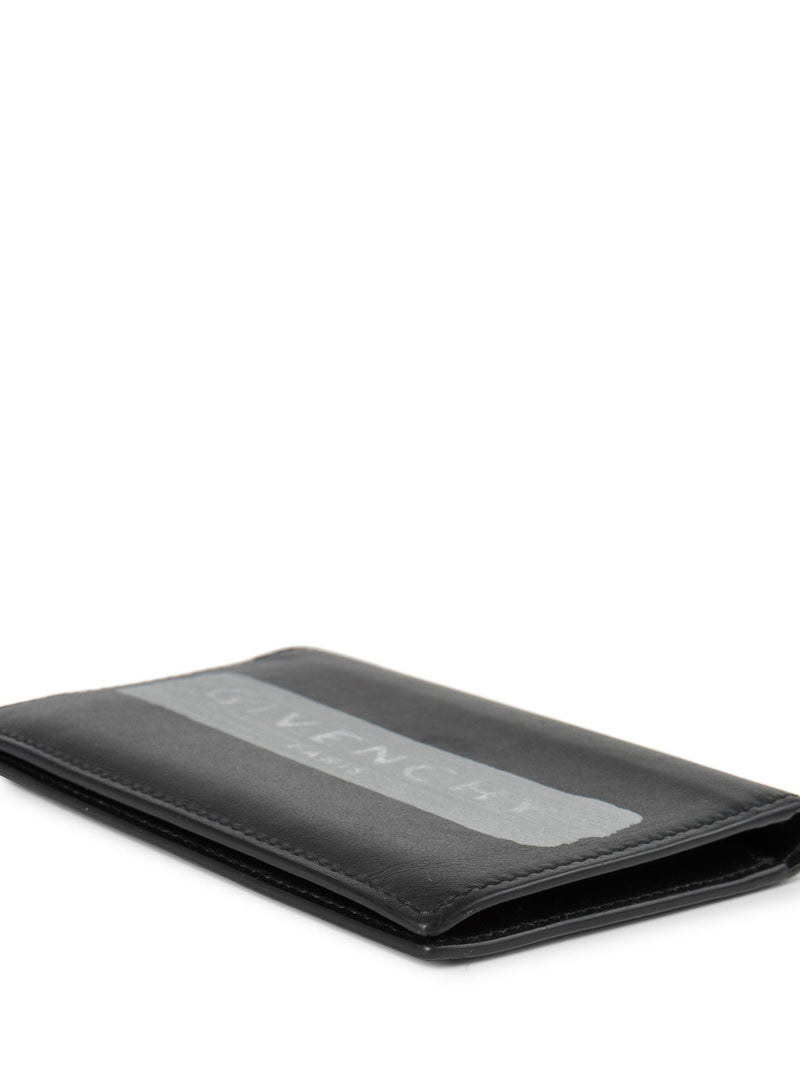 Givenchy Leather Paint Logo Unisex Wallet Black Silver-designer resale