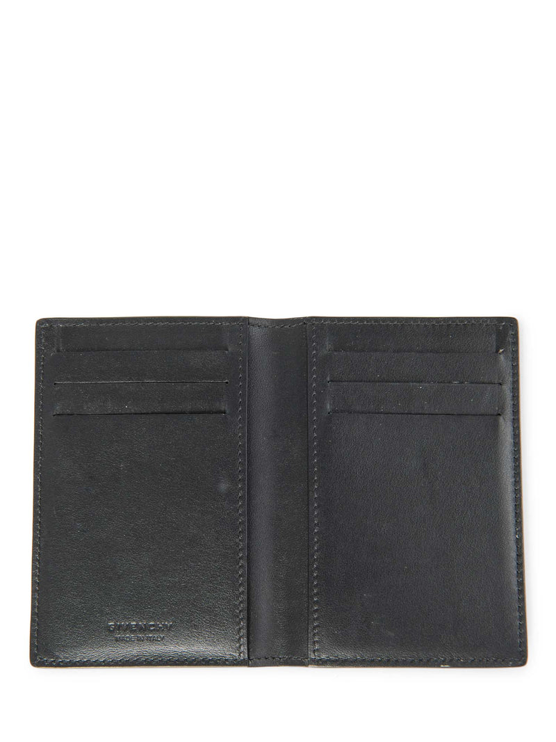 Givenchy Leather Paint Logo Unisex Wallet Black Silver-designer resale